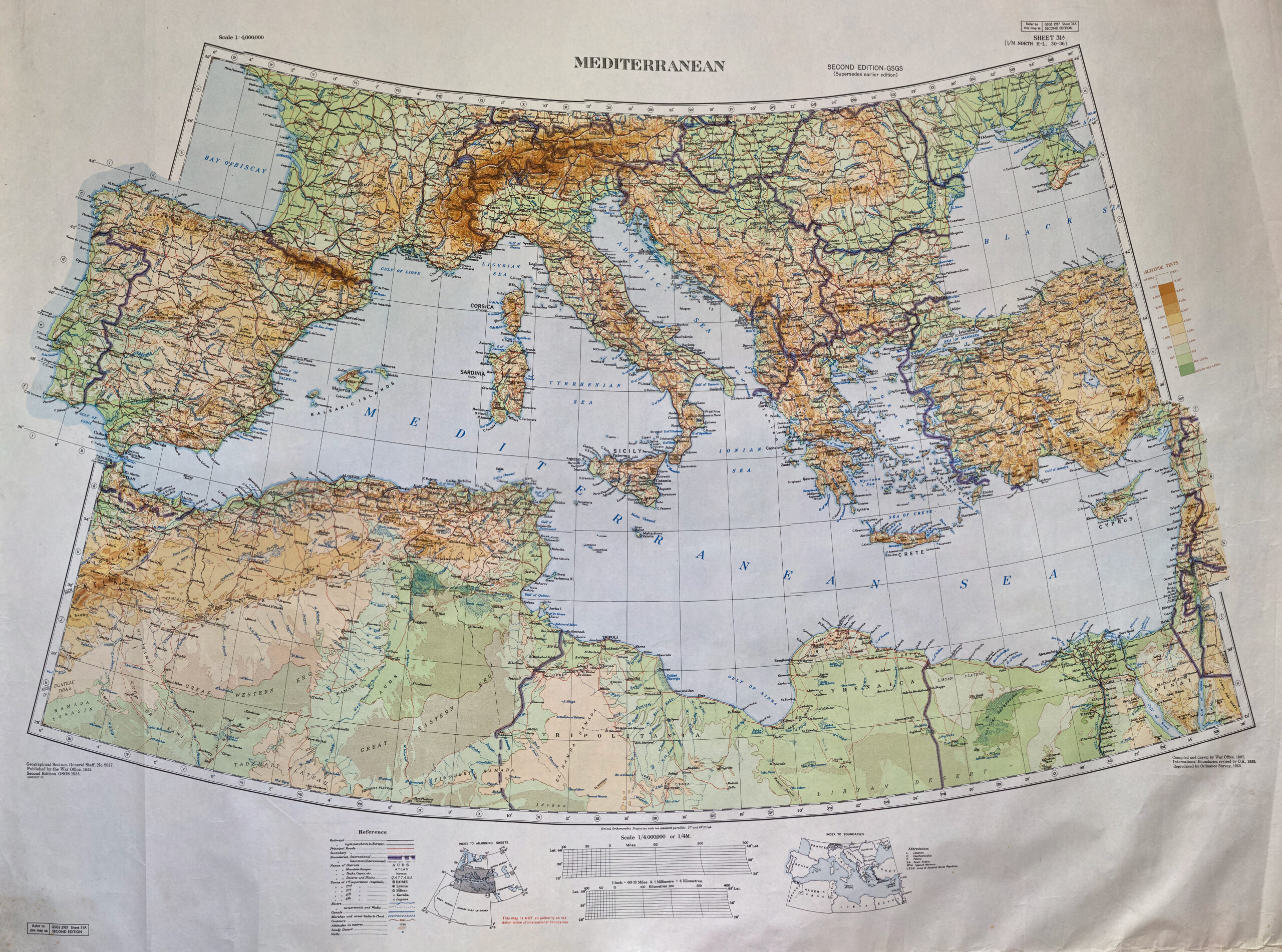 War Office map of the Mediterranean, 1937 (printed 1953)