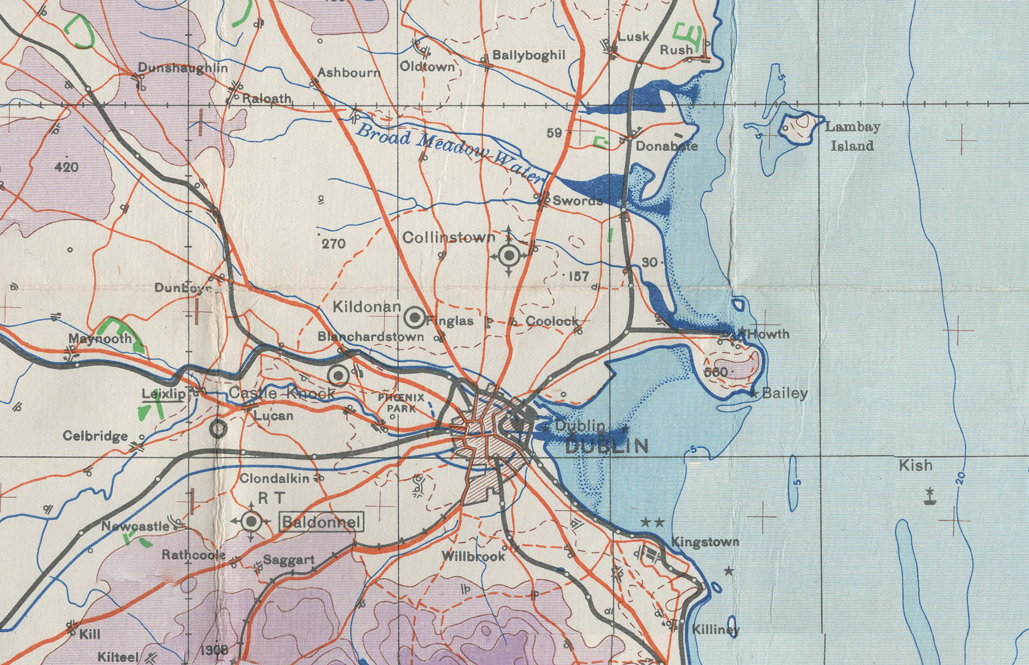 British War Office chart of Dublin, Ireland (printed 1941)